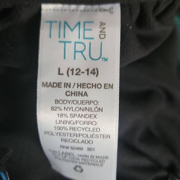 Time & Tru Ladies Size Large Blue Black Palm Print Halter Bikini Top - Picture 6 of 6